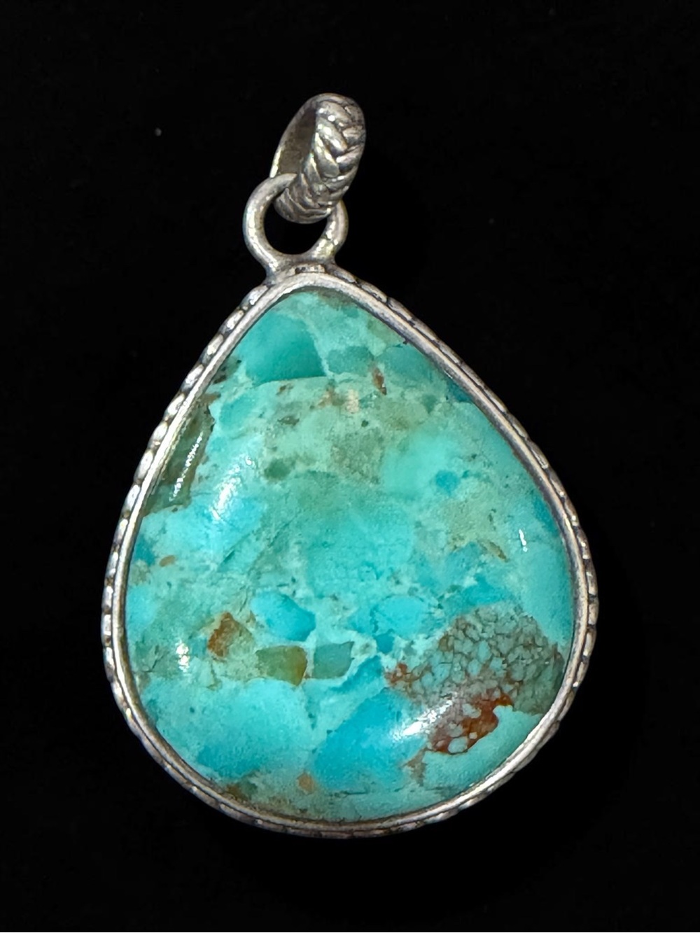 Studio Barse Turquoise Teardrop Pendant - Blue Green Stone
